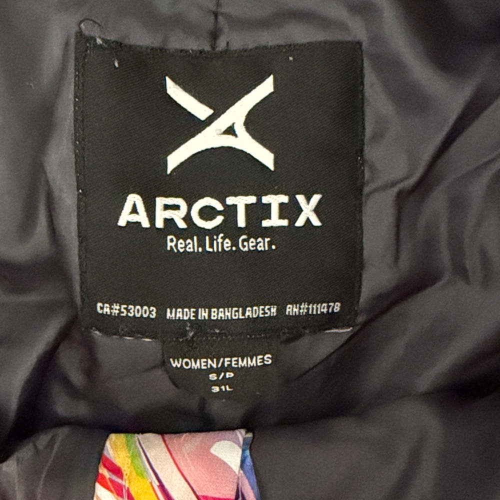 Arctix Women's Multicolor Swirl Snow Pants - Pink, Red, Blue, Yellow - Picture 2 of 3